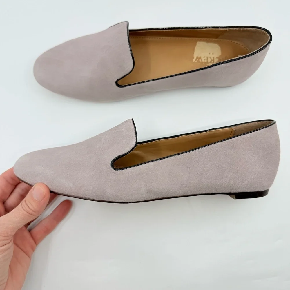 NEW J.Crew‎ Addie Smoking Slipper Loafers Women 9 Suede Black Pale Thistle